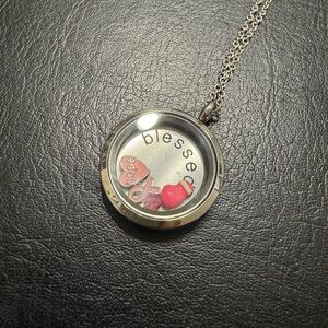 Breast Cancer Survivor Blessed Locket with Pink Floating Charms